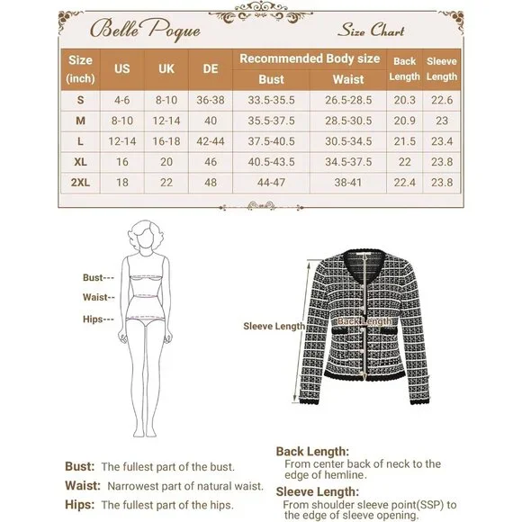 Women Cardigan Sweaters Tweed Pattern Jacket V Neck Sweater Blazer with Button